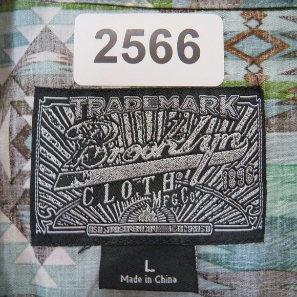 Brooklyn Cloth* Men's Short Sleeve Button Down Curved Hem BOHO Shirt~ Size Large - Picture 3 of 10